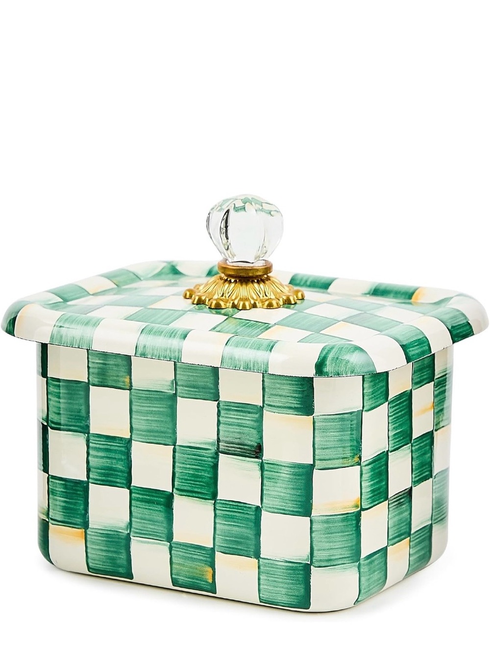 NEW! Mackenzie-Childs Emerald Check Recipe Box w/Recipe Cards